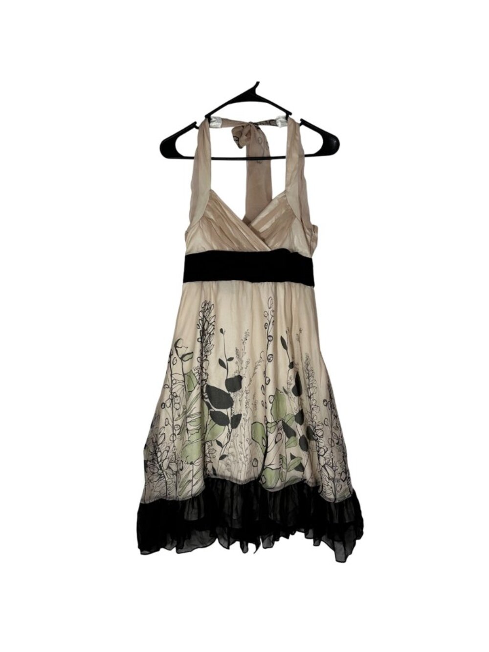 BCBGMAXAZRIA Womens Silk Babydoll Halter Dress Pink Floral Fairy Romantic SZ 6 - Picture 2 of 9